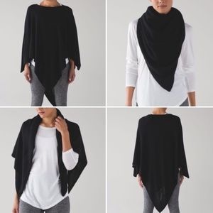 Lululemon Black Knit Mantra Draped Scarf Poncho OS